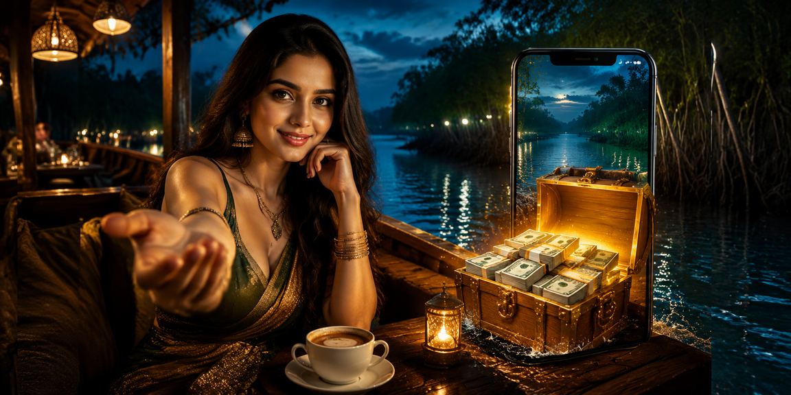 সুন্দরবনের পটভূমিতে বাংলাদেশি মডেল মোবাইলে গোপনীয়তা নীতি পড়ছেন